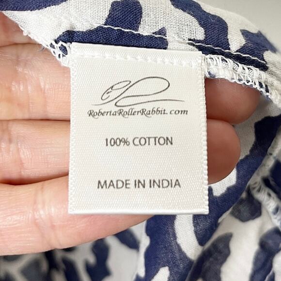 Roberta Roller Rabbit Women's Mouffa Shirt Dress M Blue White Print Long Sleeve - Picture 11 of 12